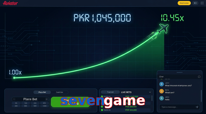 Main screen of Sevengame aviator page for PK players